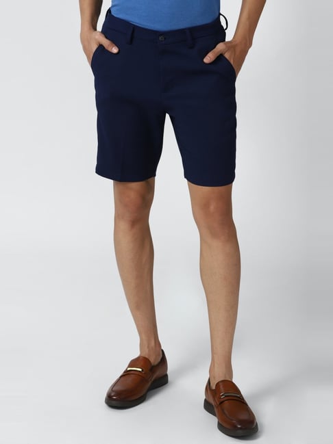 Peter England Navy Blue Slim Fit Shorts