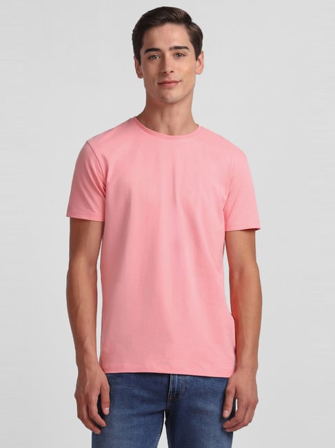Buy Tribe Pink Cotton Slim Fit T-Shirt for Mens Online Tata CLiQ