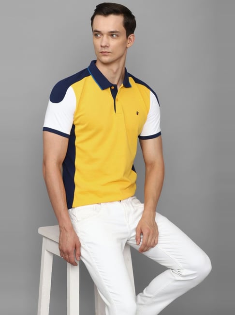 Louis Philippe cotton yellow printed t shirt - G3-MTS16180