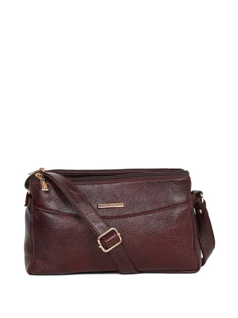 Teakwood Leathers Brown Solid Medium Sling Handbag
