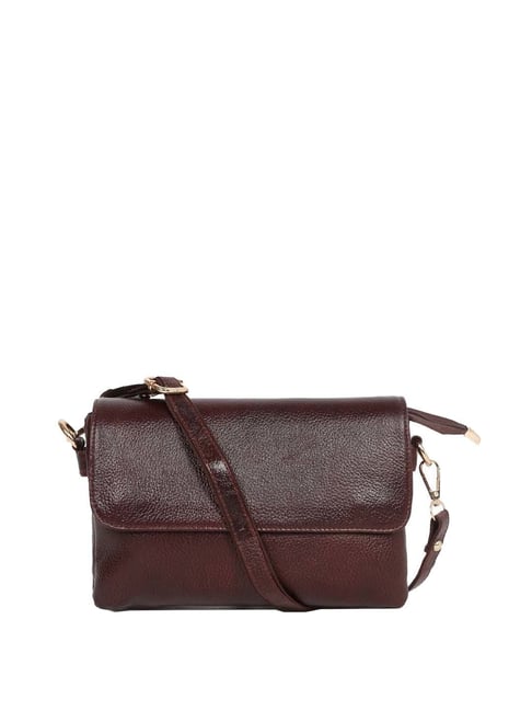 Teakwood Leathers Brown Solid Medium Sling Handbag