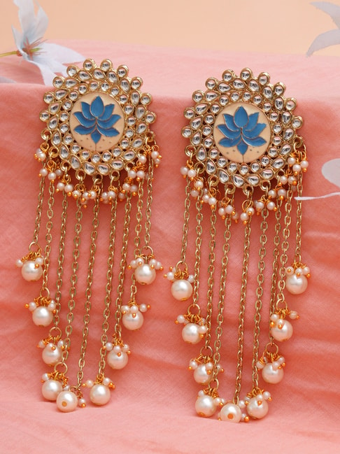 Elegant Pearl beaded Gold Dangler Chandbali Earrings – Deara Fashion  Accessories