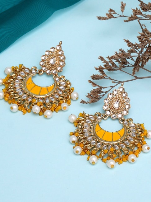 White Gold Pearl Kundan Chandbali Earrings, White Chandbali Earrings,  Indian Pakistani Wedding Jewelry, Bridesmaid Gift - Etsy Singapore