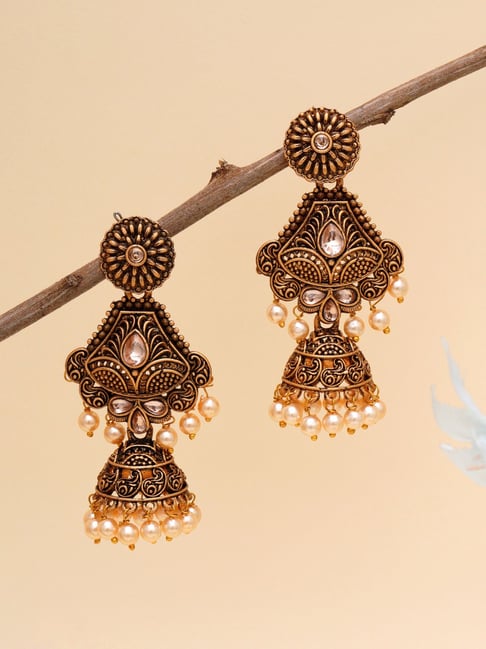Karatcart Gold-Plated Handcrafted Long Jhumki Earrings-picture-39