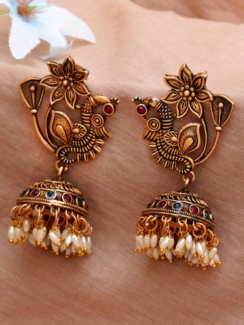 Peacock gold deals earrings price