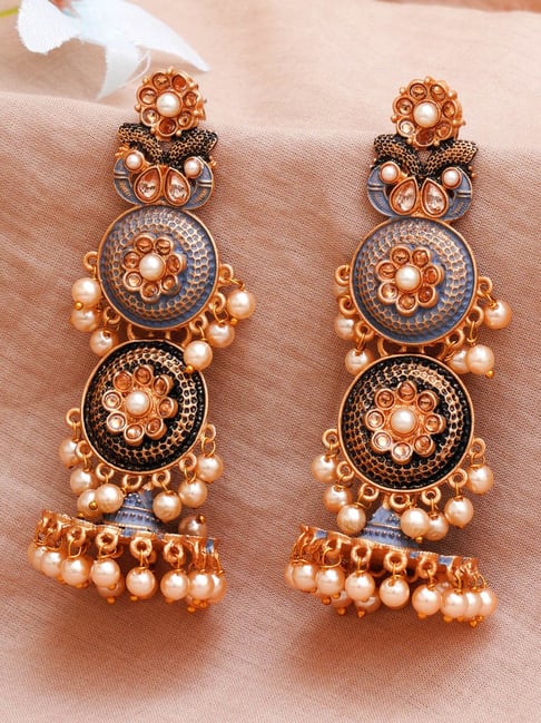 Buy Golden Floral Design New Diamond Studded indian Design Earrings With  Maang Tikka Online Shopping Online From Surat Wholesale Shop