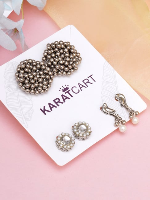 Karatcart Handcrafted Kundan Drop & Stud Earrings - Set of 3-picture-17