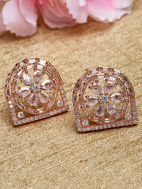 Customised 14K Rose Gold + White Gold earrings with diamonds