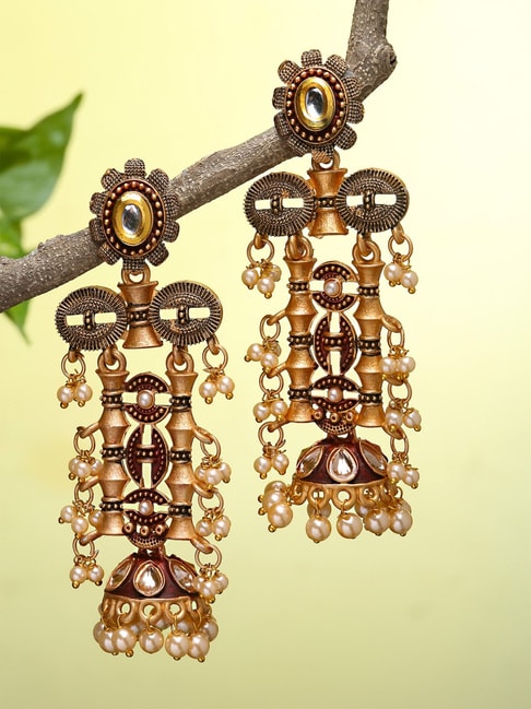Buy Heavy Gold Plated Earrings Online in USA| Blue Stones and Zircon – Pure  Elegance