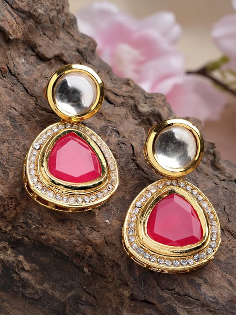 Black Golden kundan drop gemstone earrings at ₹1400 | Azilaa