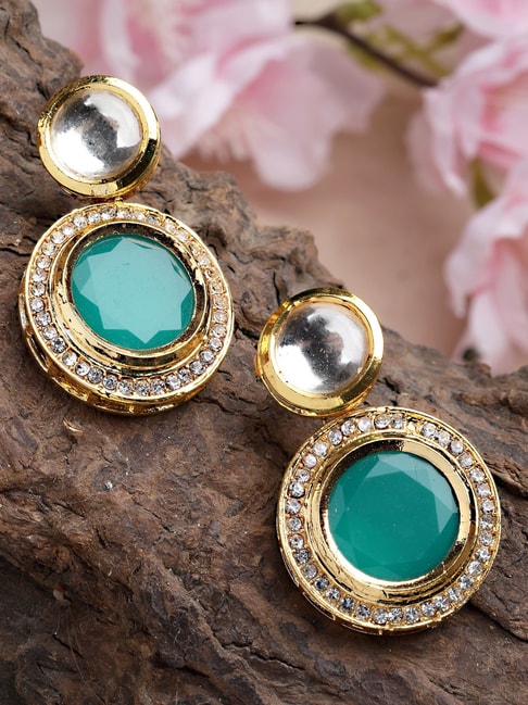 Earrings Green Stone Gold Drop | Green Drop Earrings Zirconia - Elegant  Dangle Shape - Aliexpress