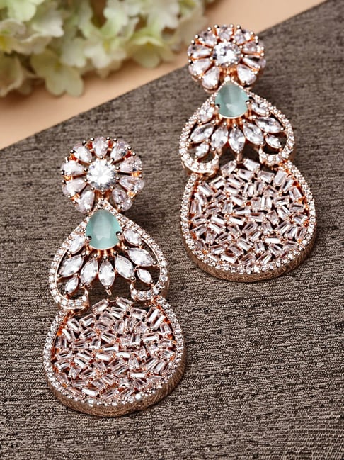 Buy HAUTE CURRY Golden Long Earing With Cz Stones And Chandelier | Shoppers  Stop