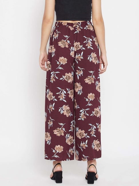 Buy PURYS Mustard Printed Wide Leg Trousers for Women Online @ Tata CLiQ