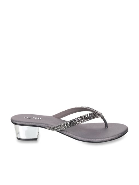 Metro Women's Gun Metal Thong Sandals-picture-27