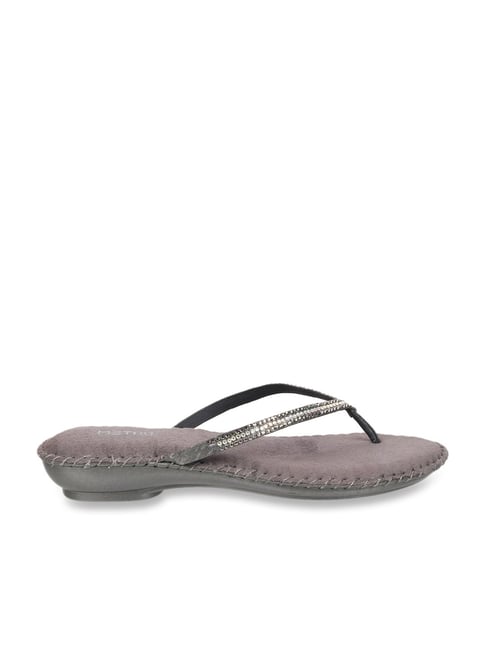 Metro Women's Gun Metal Thong Wedges-picture-47