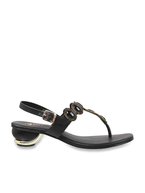 Metro Women's Black T-Strap Sandals-picture-38