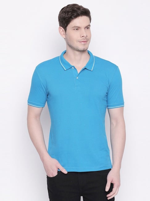 Byford By Pantaloons Blue Solid Slim Fit Polo Tshirts - Buy Byford
