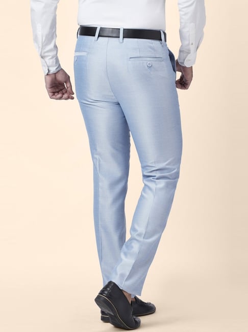 Men's Bard Pants in Light Blue Cotton and Linen Twill blue | Jacob Cohën™ US