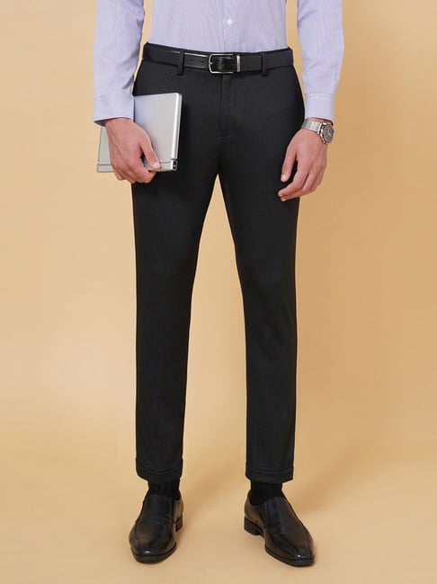 Charcoal pleat slim fit Trousers