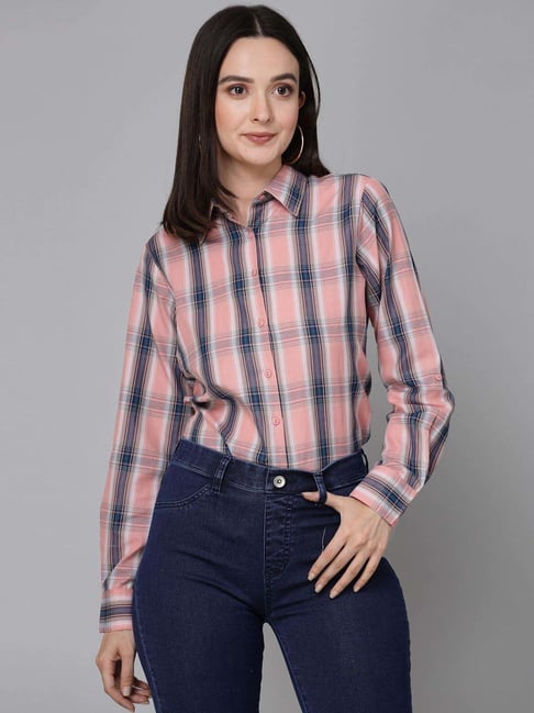 Style Quotient Pink Cotton Chequered Shirt-picture-37