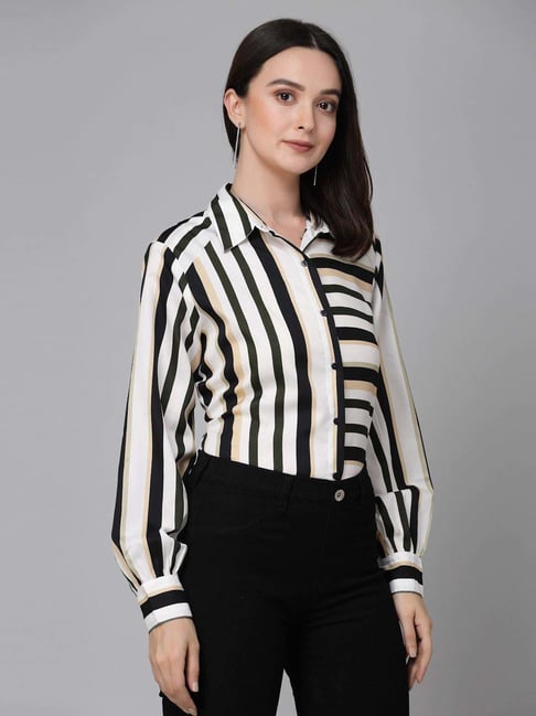 Style Quotient White & Black Striped Shirt-picture-18