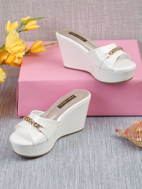 White high heel hot sale wedges