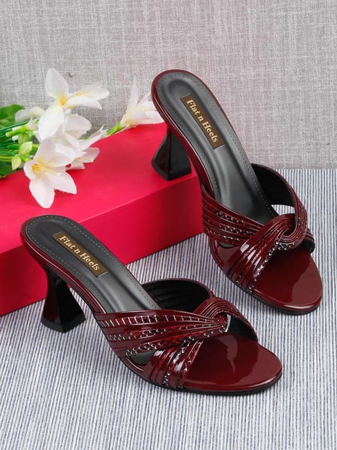 Maroon best sale sandals heels