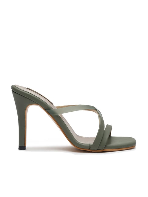 SATIN HIGH-HEEL STRAPPY SANDALS - Green | ZARA New Zealand