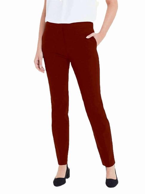 Loft modern skinny velveteen ankle pants burgundy 10 velvet red high waist   Inox Wind