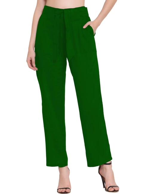Buy Janasya Rama Green Brocade Woven Design Top with Straight Pants Blazer  (Set of 3) online