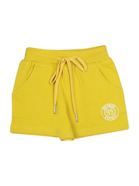 Tiny Girl Mustard Cotton Printed Shorts