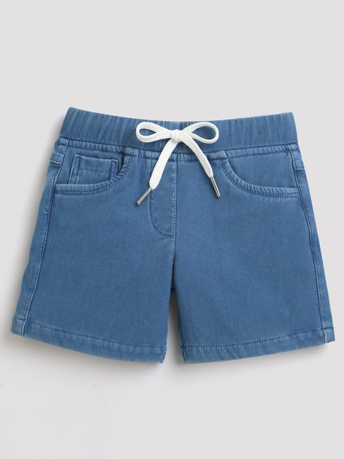 Tiny Girl Blue Cotton Regular Fit Shorts