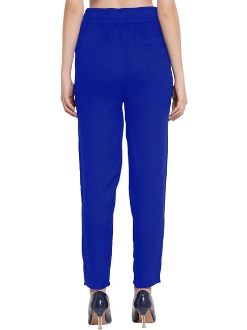 Buy online Light Blue Cotton Blend Cigarette Pants Trousers from bottom  wear for Women by Jaipur Vastra for ₹479 at 60% off | 2024 Limeroad.com