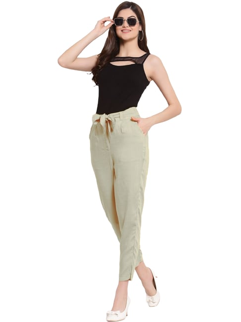 Buy Vasavi Women Beige Slim fit Cigarette pants Online at Low Prices in  India 