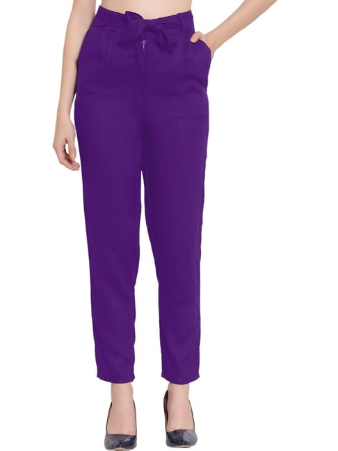 Buy online Purple Rayon Cigarette Pants Trousers from bottom wear for Women  by Sritika for ₹549 at 58% off | 2024 Limeroad.com