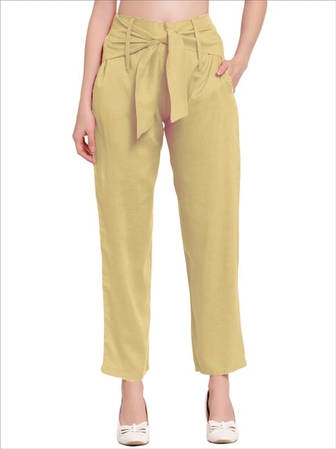 PATRORNA Gold High Rise Relaxed Fit Trousers