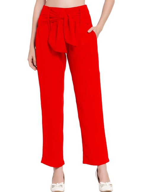 VERO MODA Trousers and Pants  Buy VERO MODA Women Solid Red Pants Set of  2 Online  Nykaa Fashion