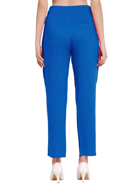 Buy Vero Moda Women Cobalt Blue Defender Straight Fit Chino Trousers   Trousers for Women 120093  Myntra
