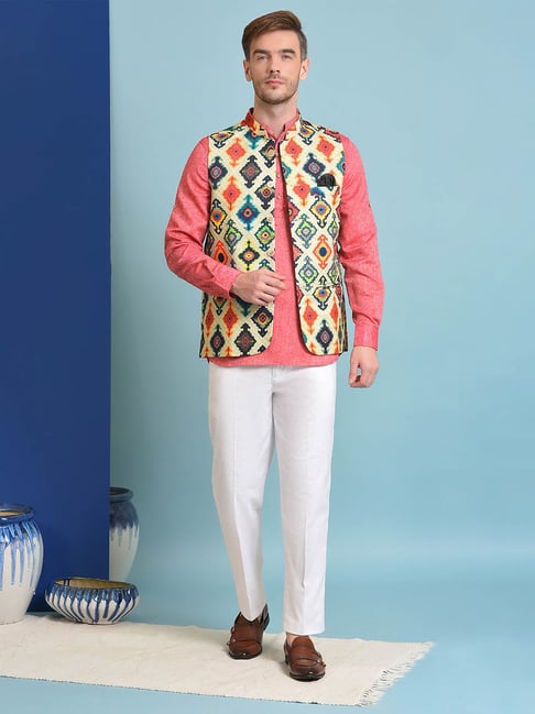 Lucknowi Embroidered Nehru Jacket Set For Men... | Nehru jackets, Short  kurta for men, Indo western dress for men