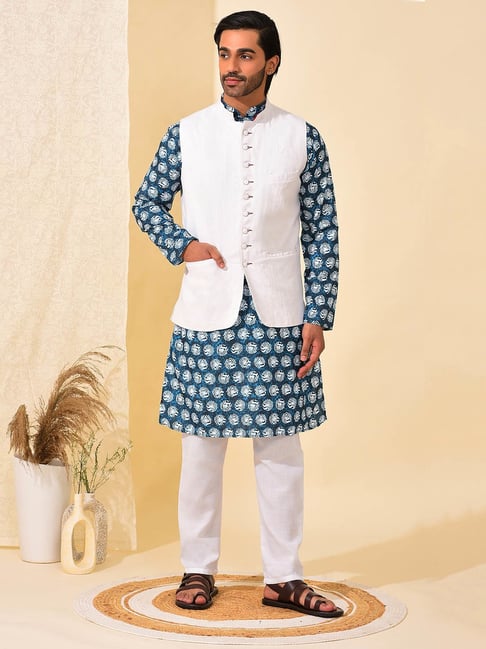 Buy Royal Blue & Black Ethnic Suit Sets for Men by Kraft India Online |  Ajio.com
