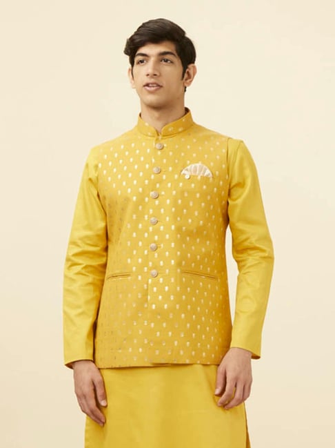 Buy Biscuit Shade Jacket With Floral Work Online in the USA @Manyavar - Nehru  Jacket for Men