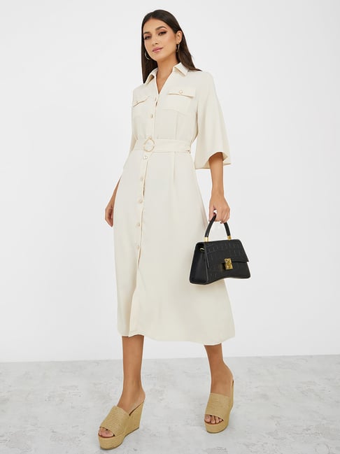 Styli Cream Shirt Dress