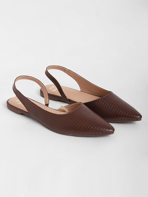 LUNA BLU by Westside Brown Reptile Print Open-Heel Shoes