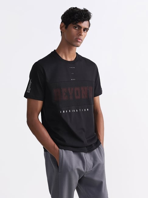 Studiofit by Westside Black Drop Shoulder Relaxed Fit T-Shirt