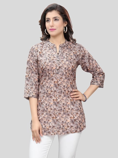 Saree Swarg Multicolor Printed A Line Short Kurti-picture-39