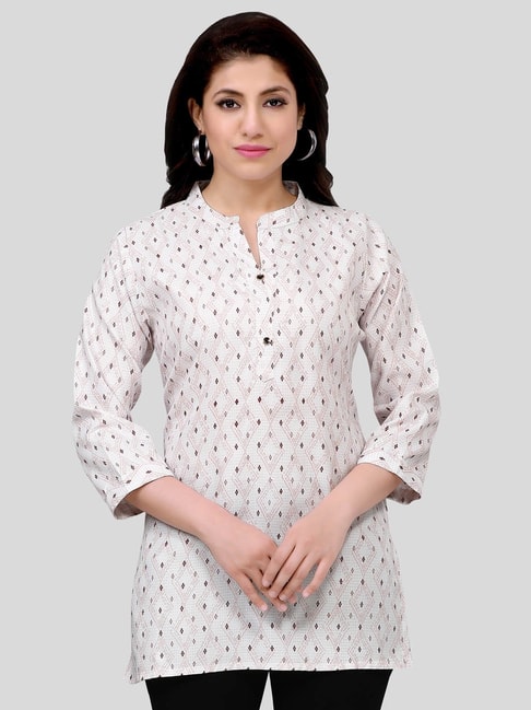 Ada Hand Embroidered White Georgette Lucknow Chikankari Women Short Kurti  With Slip - A211586 - Ada - 2682181