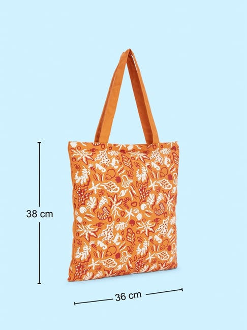 Buy Yelloe Orange Printed Large Tote Bag at Best Price @ Tata CLiQ