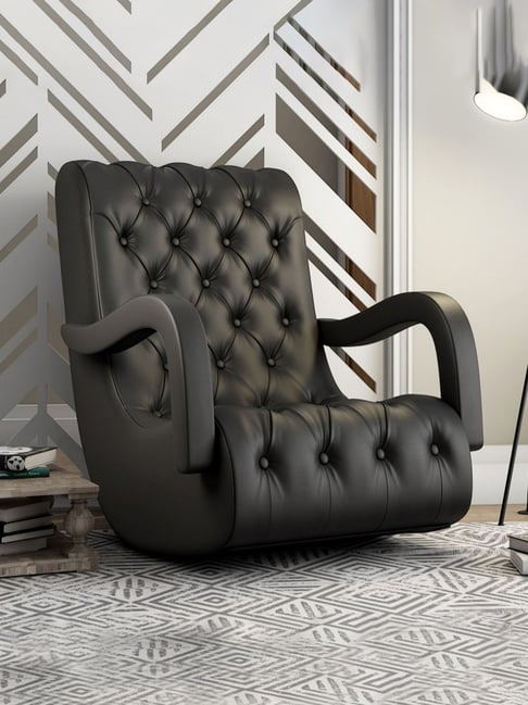 Durian Bid Black Premium Leatherette Rockers Chair