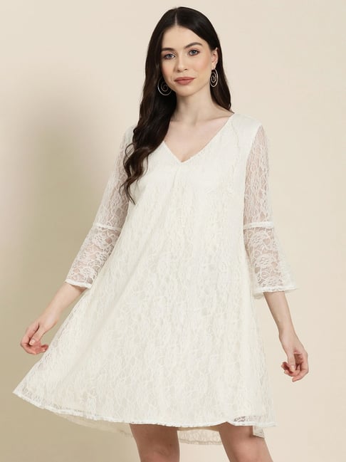 Qurvii White Lace A Line Dress-picture-33