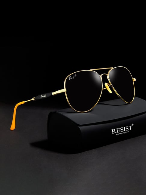 Black sunglasses with gold lenses online